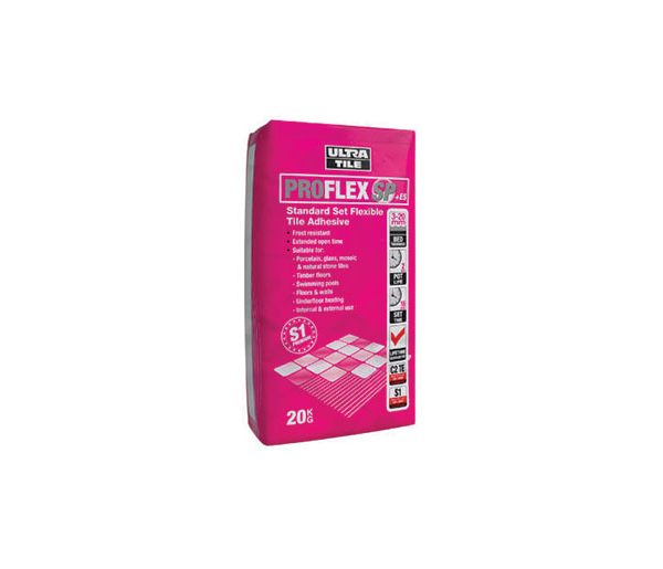 UltraTile ProFlex SP+ES is a single part, standard set, flexible adhesive for wall and floor tiles