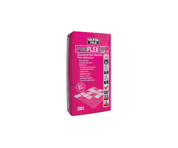 UltraTile ProFlex SP+ES is a single part, standard set, flexible adhesive for wall and floor tiles