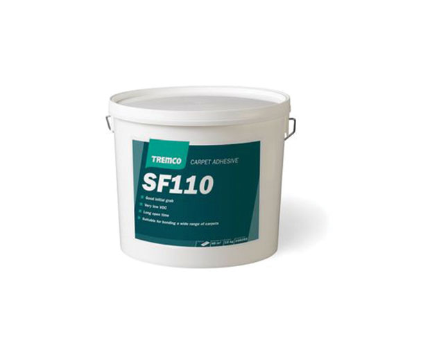 SF110 is a water based synthetic latex multi-purpose adhesive which has good bond strength and a long open time, is easy to trowel and is non-staining.