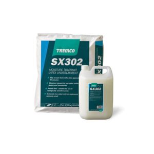 SX302 is a moisture tolerant cement based latex underlayment.