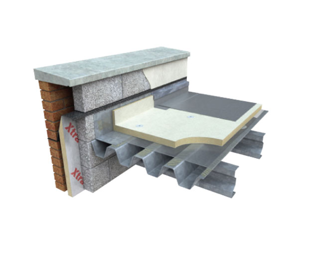 Xtratherm FR/MG is a high performance insulation board suitable for use below single ply fully adhered roof membranes, single ply waterproofing systems and partially bonded built-up felt