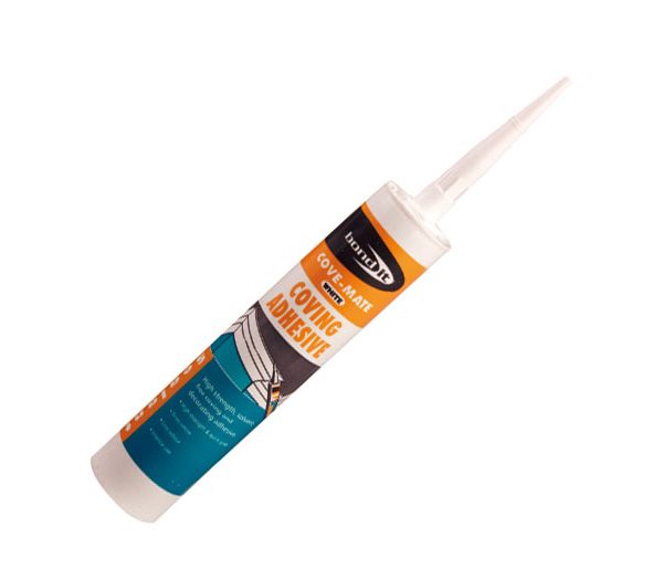 A high strength, solvent-free, gap-filling, coving and decorating adhesive