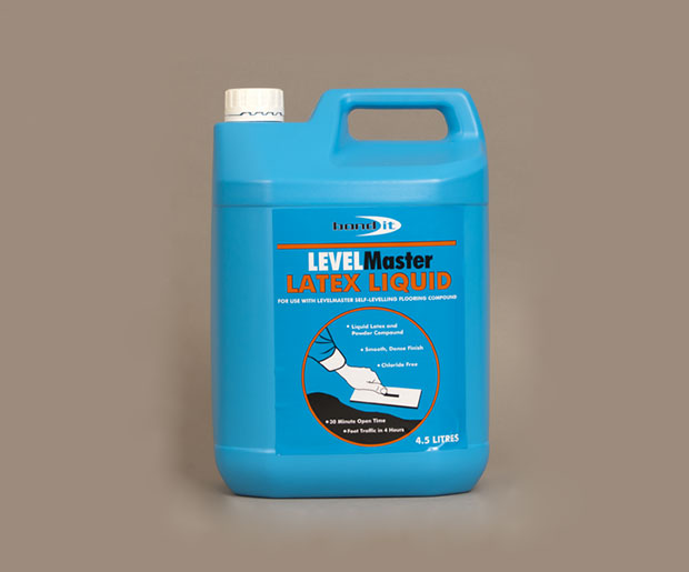 A polymeric, casein-free, liquid latex for use with LevelMaster Self-Levelling Compound