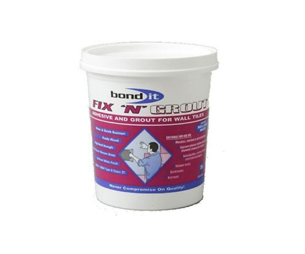 ready mixed adhesive paste, for use as a thin-bed waterproof ceramic wall tile adhesive and joint filling grout