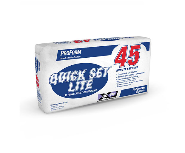 ProForm® BRAND Quick Set™ Lite Setting Compound is a quick setting/hardening type joint compound that is 30% lighter than conventional setting compound,
