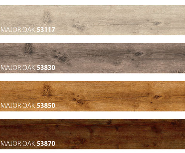 Four samples of vinyl floor type Major Oak
