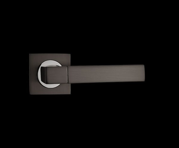 fortessa gotham taranis dark grey door handle with gun metal grey and polished chrome finish