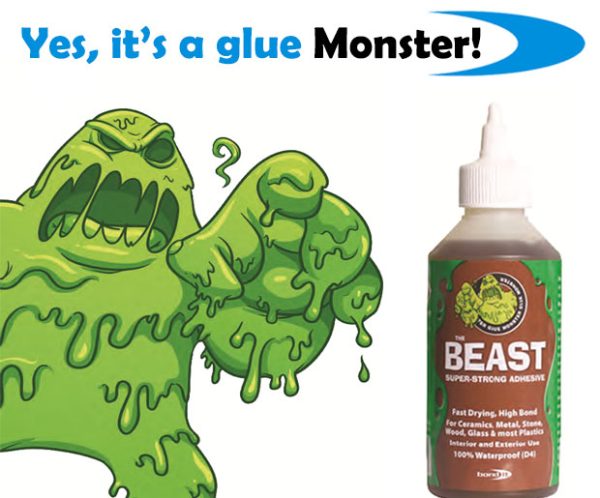 bondit monster the beast polyurethane glue super-strong, solvent-free, waterproof adhesive which is rapid setting with very high bond strength