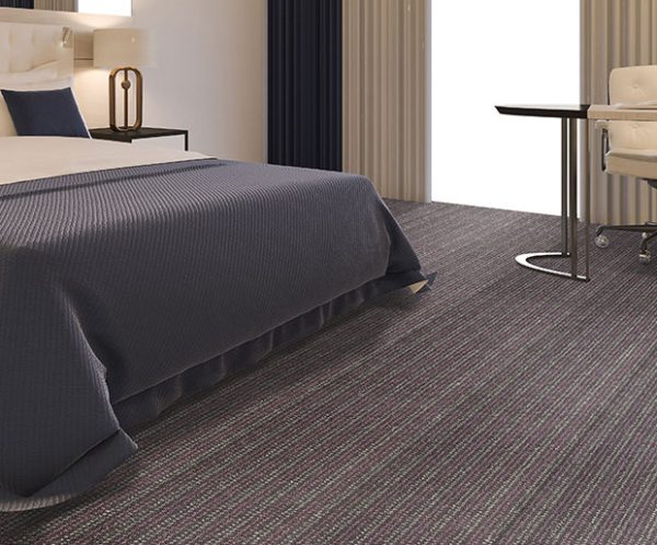 Westex-Hospitality-and-leisure-patterned-broadloom-carpet-installed on the hotel room floor
