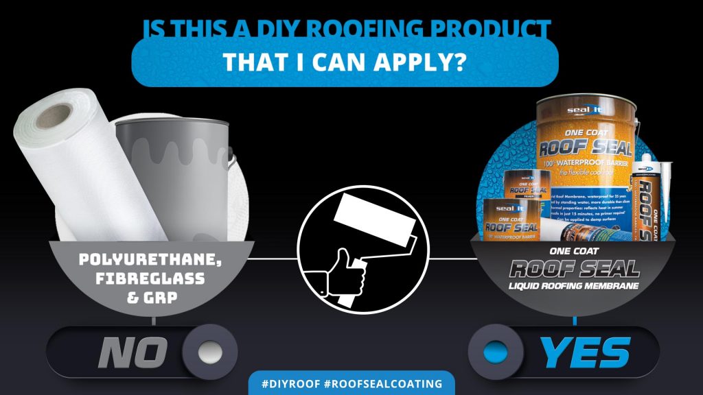 diy roofing product - no training required - pros and cons of one coat roof seal compared to other roof sealing materials