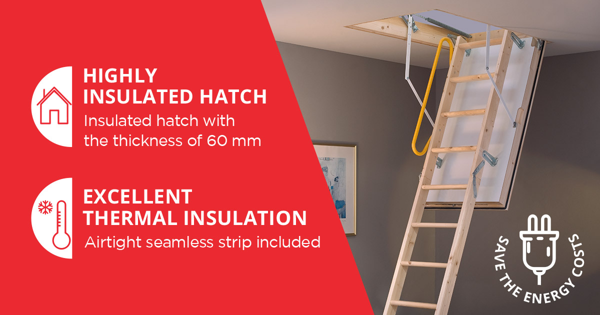 reasons for choosing insulated loft ladders - minka loft ladder laydex - energy efficiency - highly insulated hatch - airtight thermal insulation