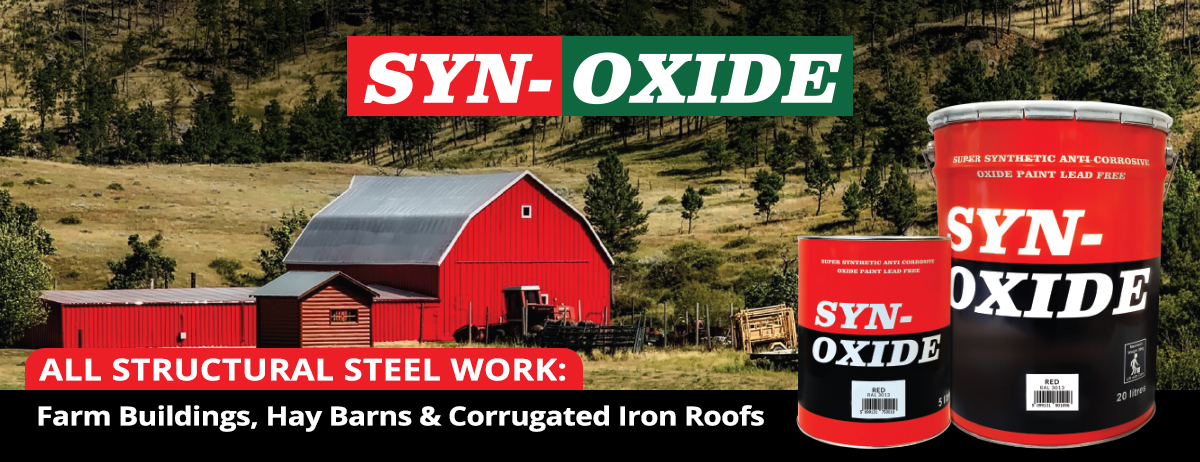 syn-oxide paint - all structural steel - paint farm buildings, corrugated iron roofs